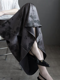 Draped Shiny Printed Skirt_BDHL7261