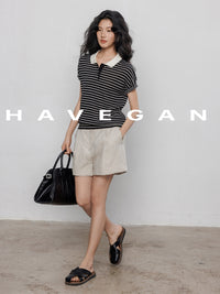 Polo Collar Border Tops_BDHL7232