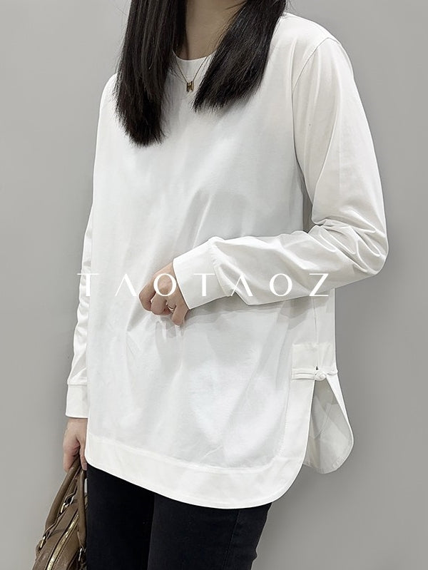 Round Neck White Tops_BDHL6961