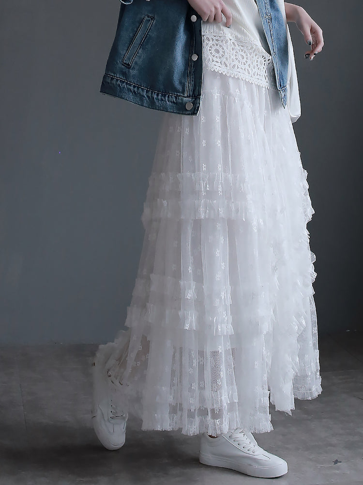 Sweet Long Gauze Skirt_BDHL7269