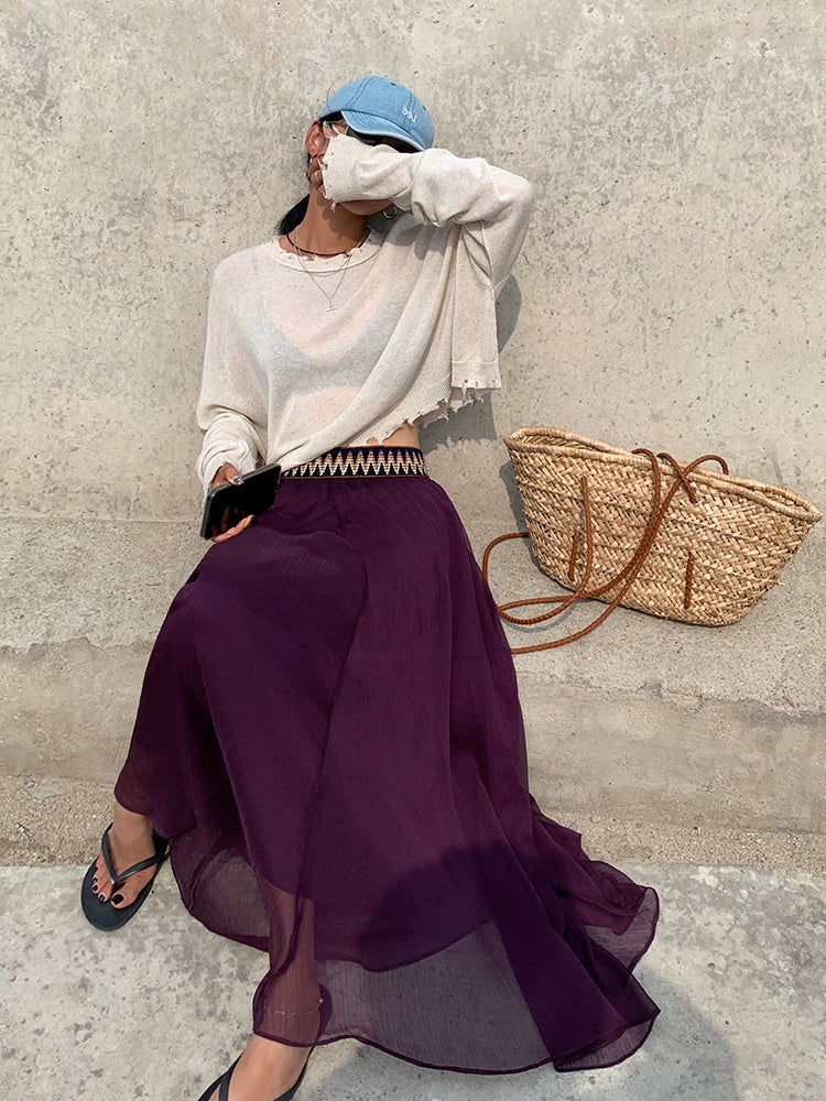 Ethnic Style Draped Long Skirt_BDHL6133