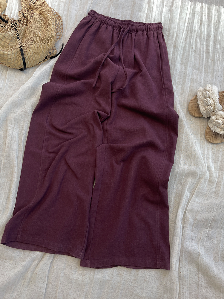Elasticated Waist Wide Pants_BDHL7546