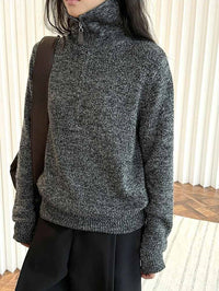 Half-Zip Turtleneck Knit Tops_BDHL6762