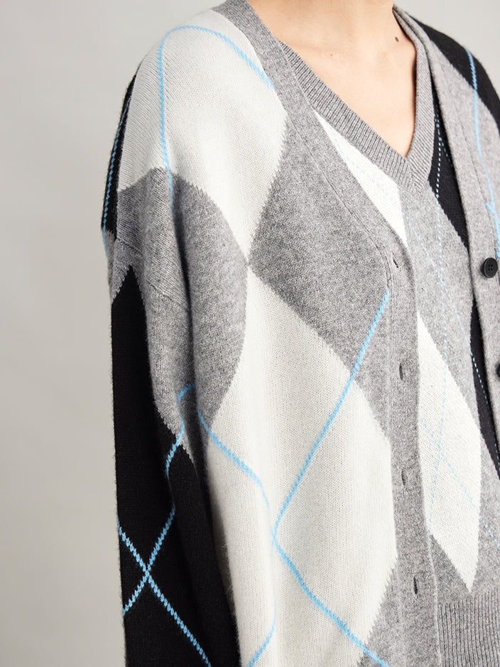 Diamond-Pattern Knitted Vest Or Cardigan_BDHL7995