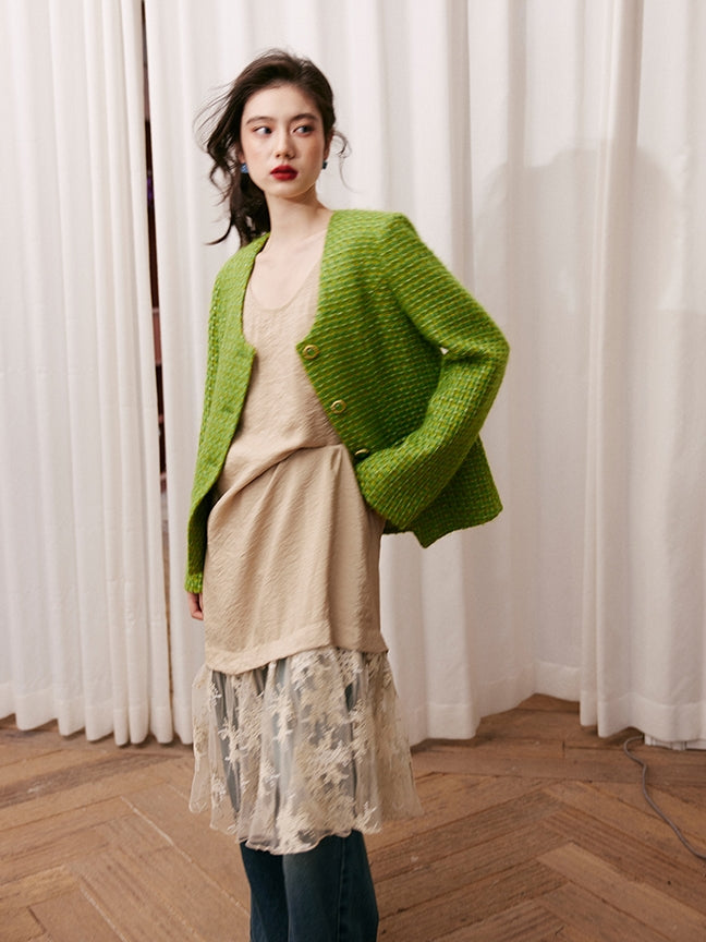 Green Tweed Jacket Or Skirt_BDHL6842