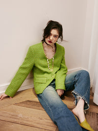 Green Tweed Jacket Or Skirt_BDHL6842