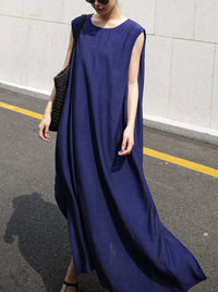 Loose Slit Sleeveless Dress_BDHL6266