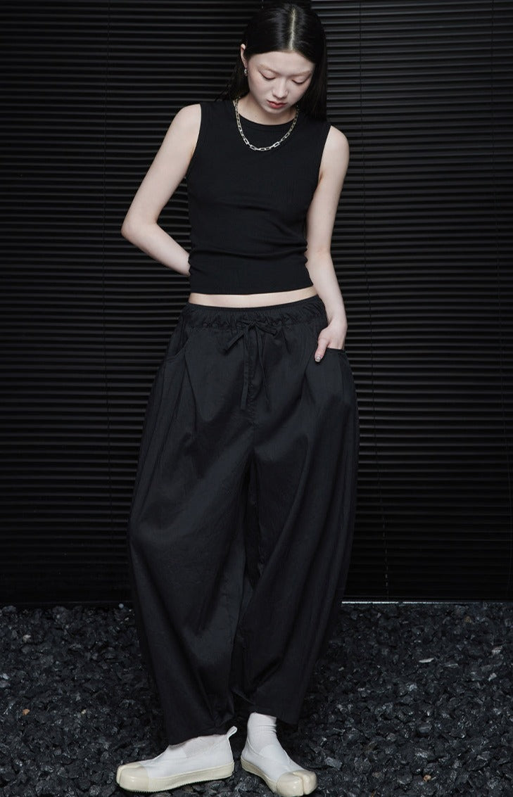 Black Wide Cropped Pants_BDHL6245