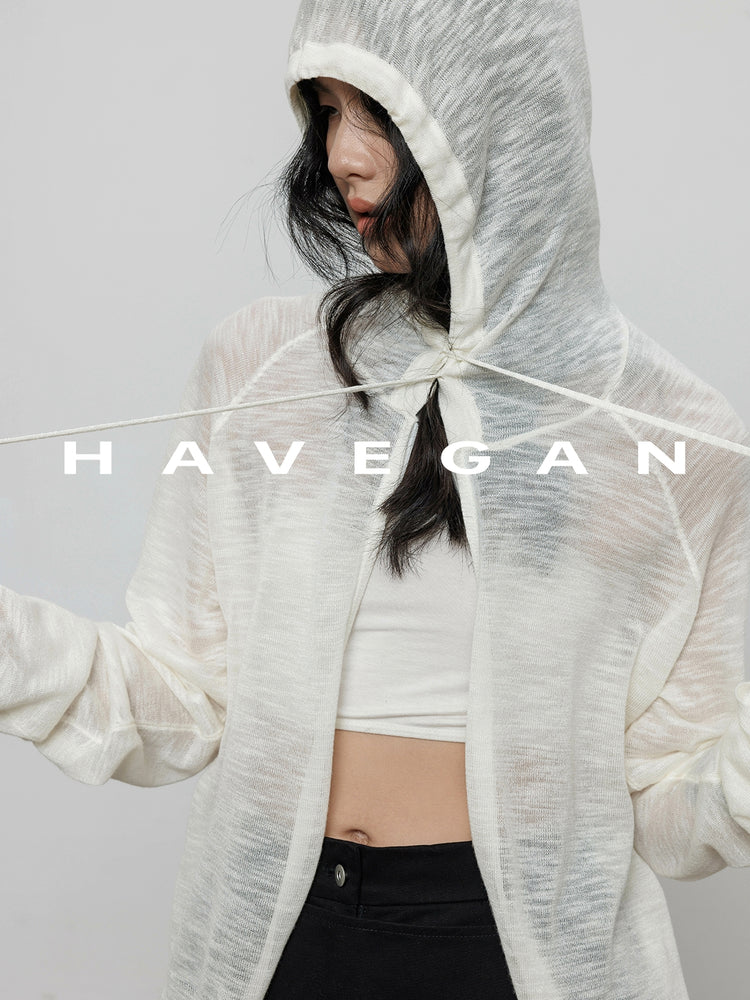 Hooded Sheer Knitted Cardigan_BDHL7058