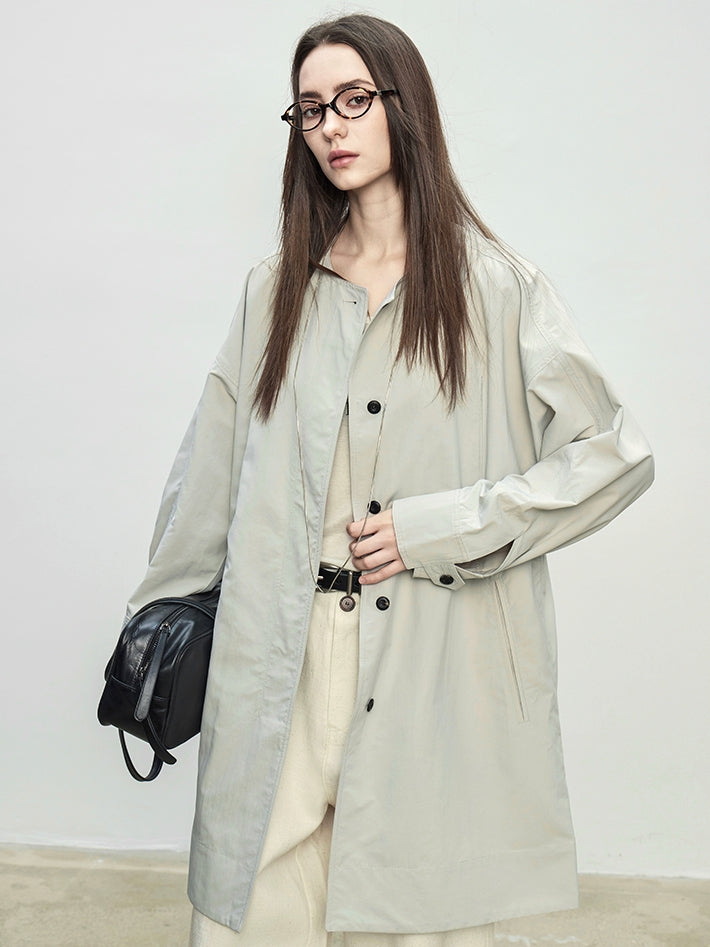 Collarless Long Windbreaker_BDHL7102
