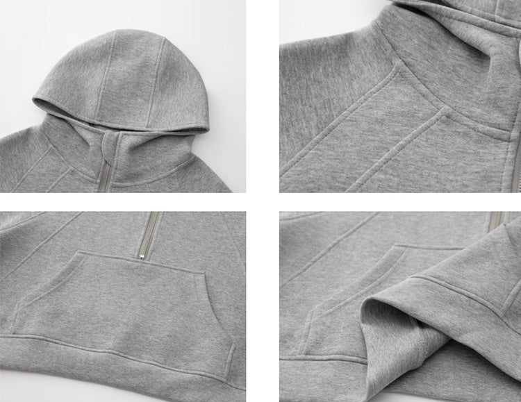 Sporty Half-Zip Hooded Sweatshirt_BDHL6533