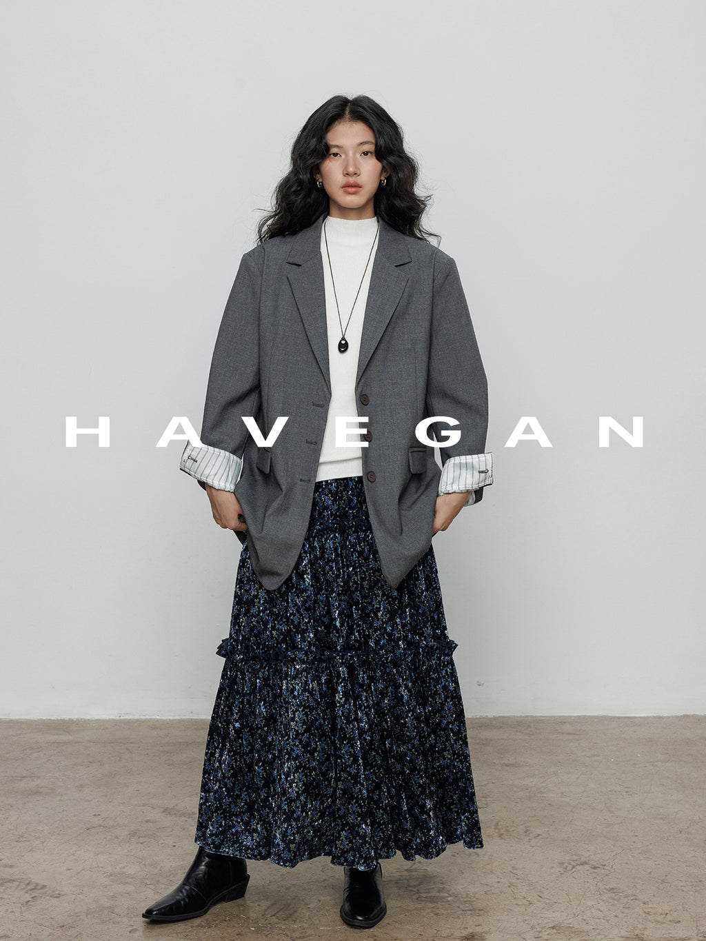 Retro Floral Print A-Line Skirt_BDHL7897