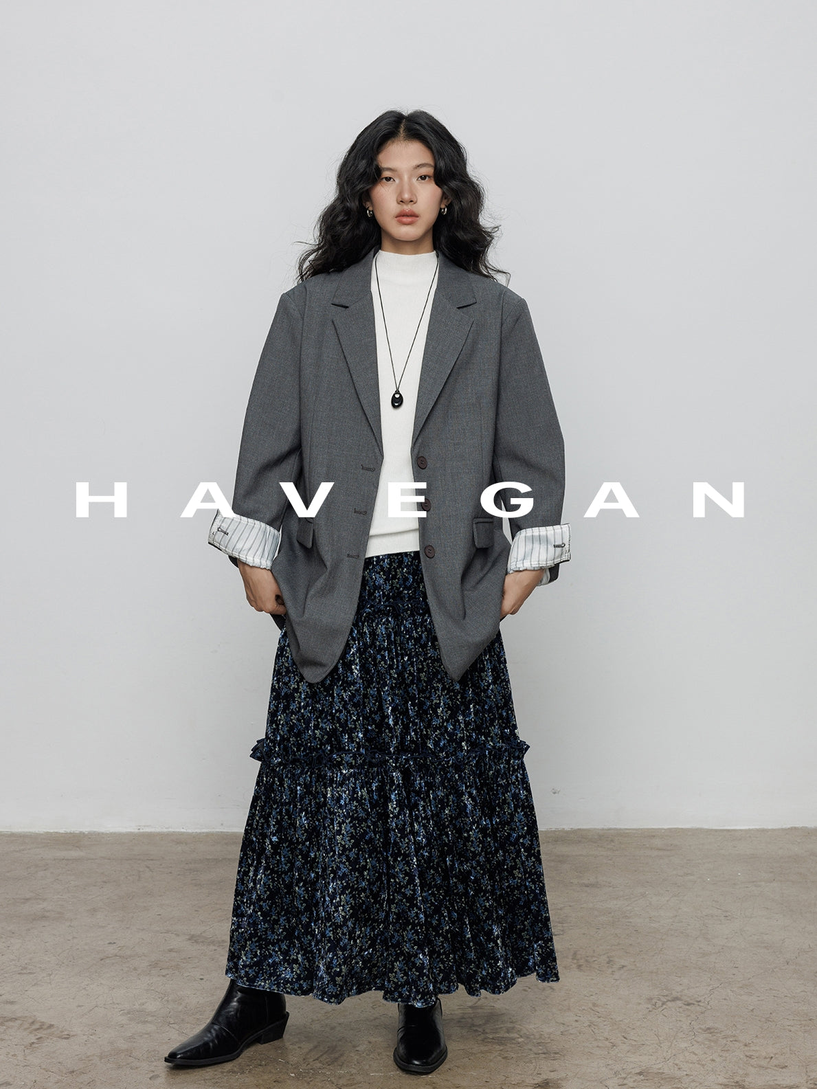 Retro Floral Print A-Line Skirt_BDHL7897