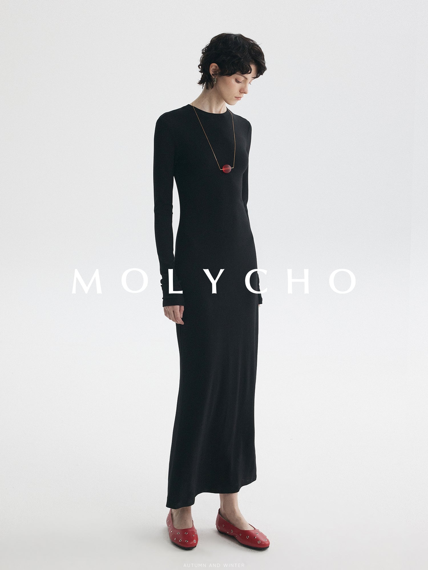 Simple Slim-Fit Long Dress_BDHL7726