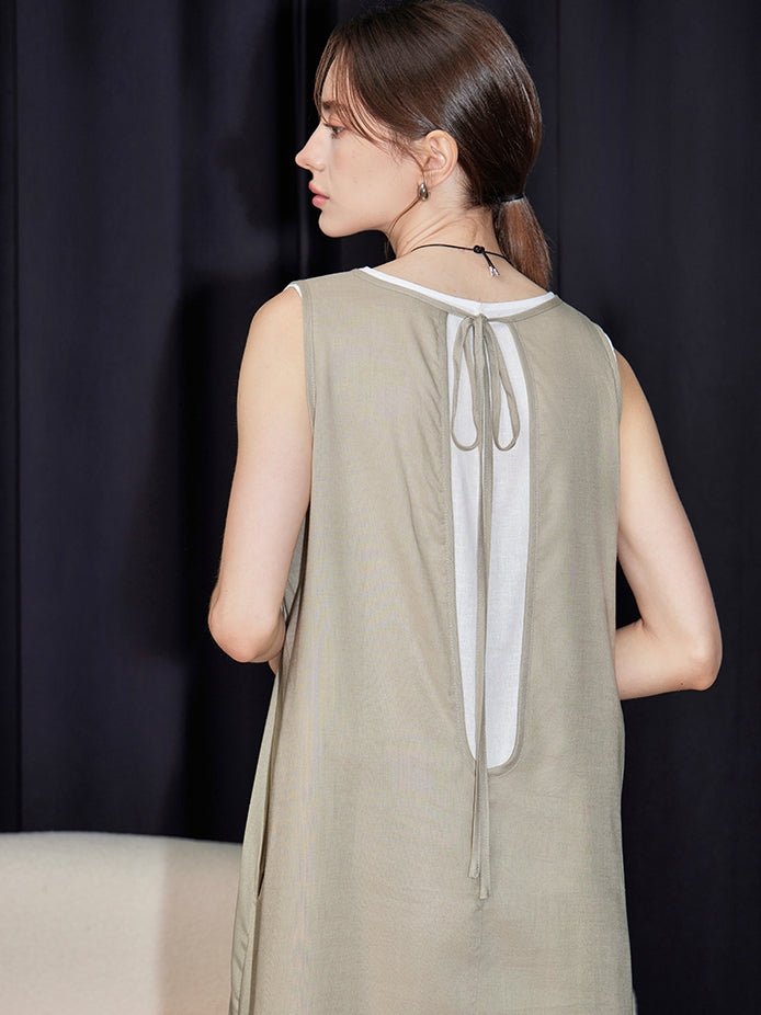 U-Neck Sleeveless Dress Set_BDHL7599