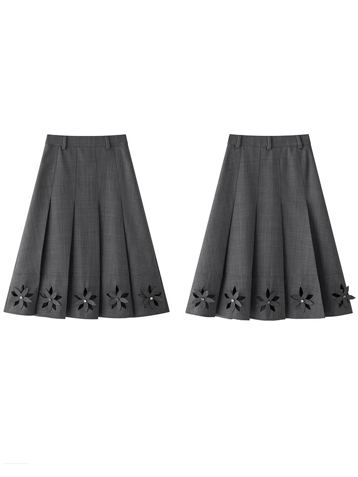 3D Hollow Pleated Skirt_BDHL6750