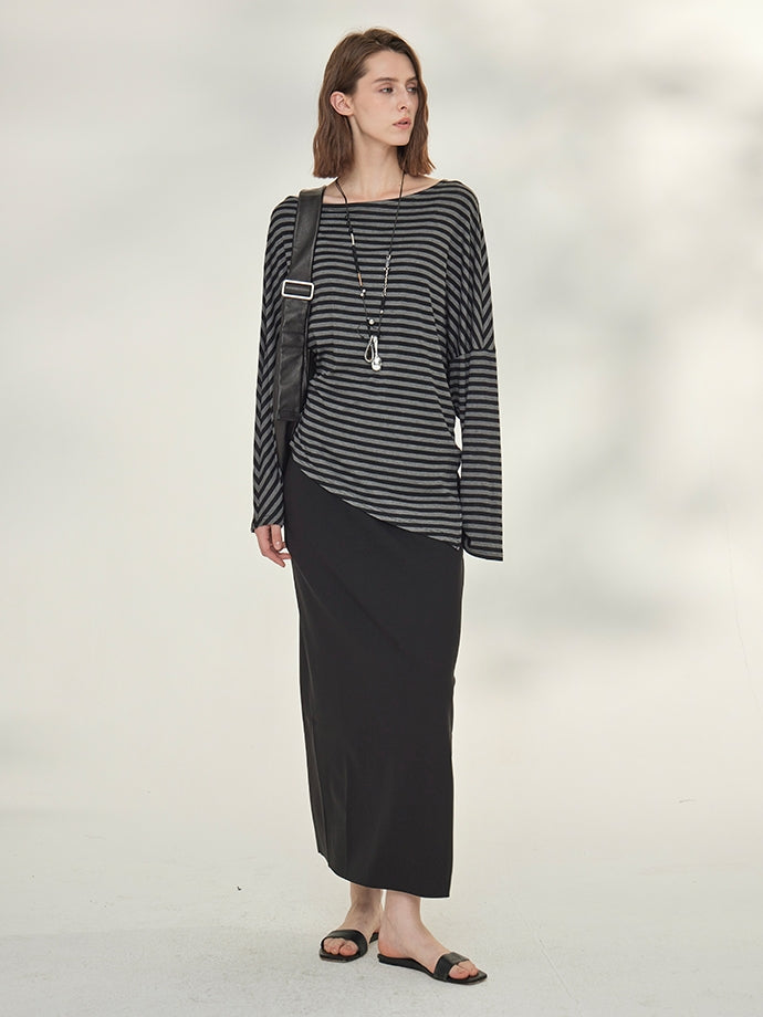 Striped Tops Or Stretch Slim Skirt_BDHL7739