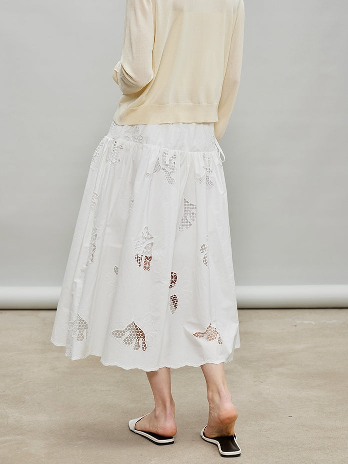 Embroidered Hollow A-Line Skirt_BDHL7184