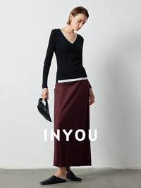 Tucked Straight Long Skirt_BDHL6387