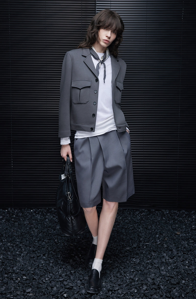 Gray Lapel Suit Jacket_BDHL7792