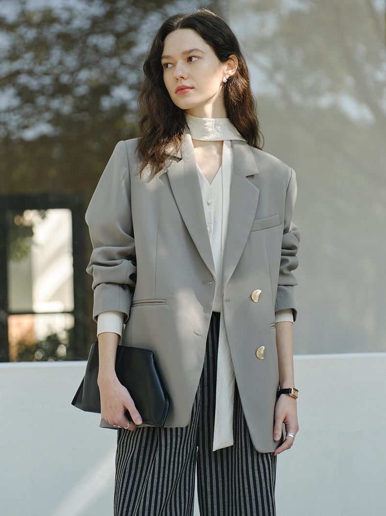Gold Button Casual Suit Jacket_BDHL7144