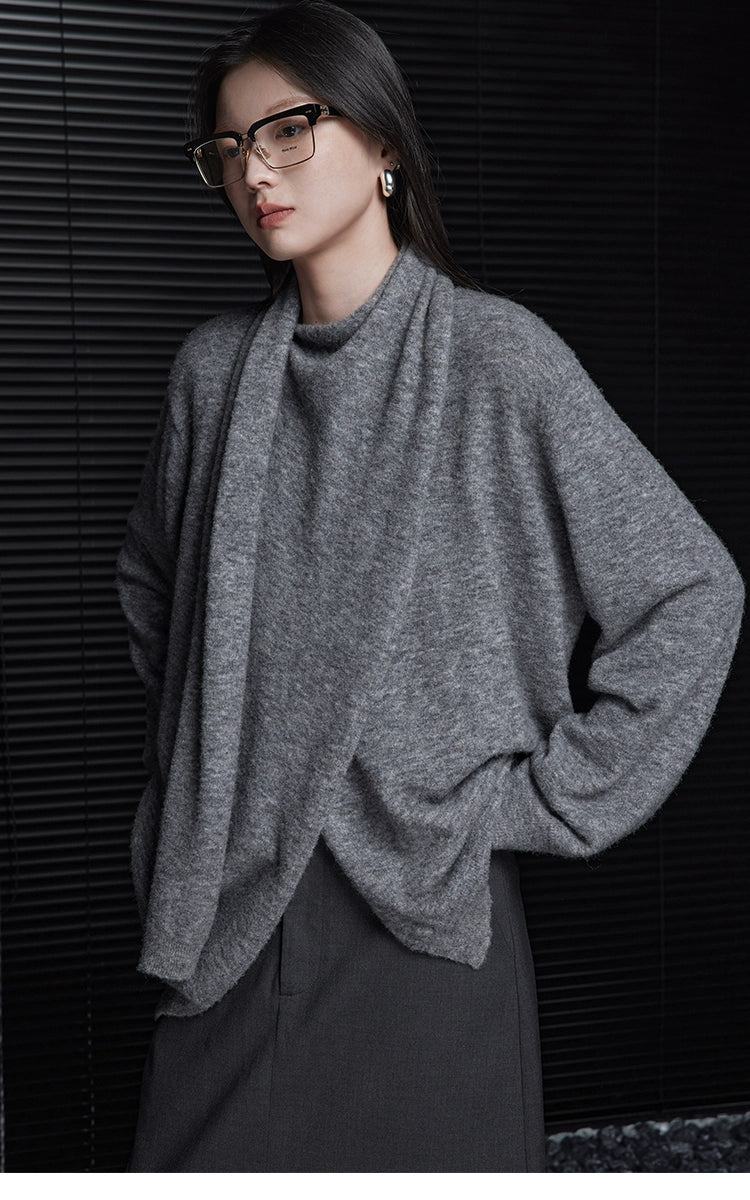 Gray wool irregular design sweater_DI100378