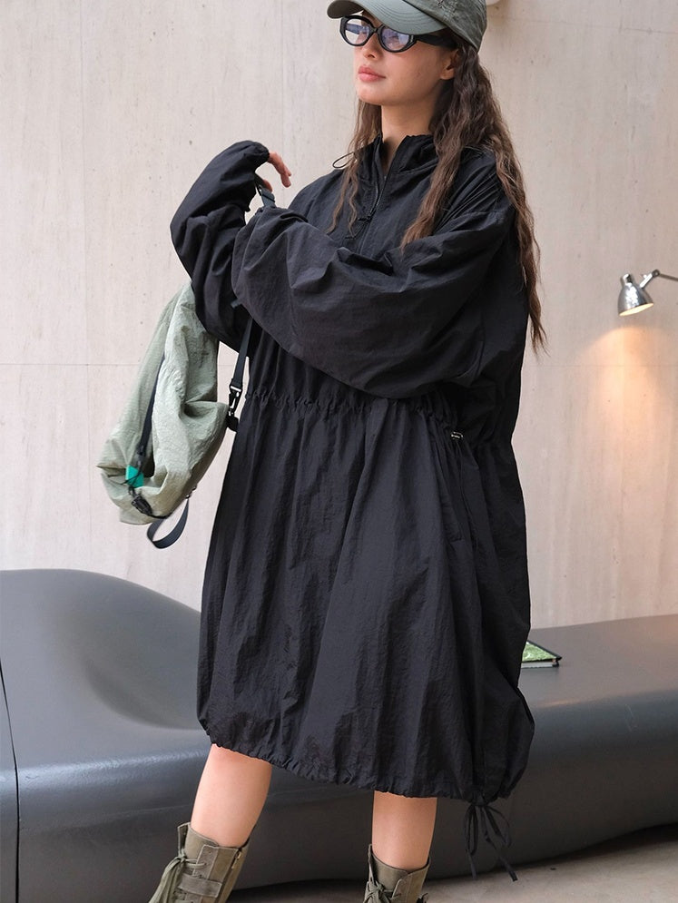 Drawstring Hooded Dress_BDHL6536