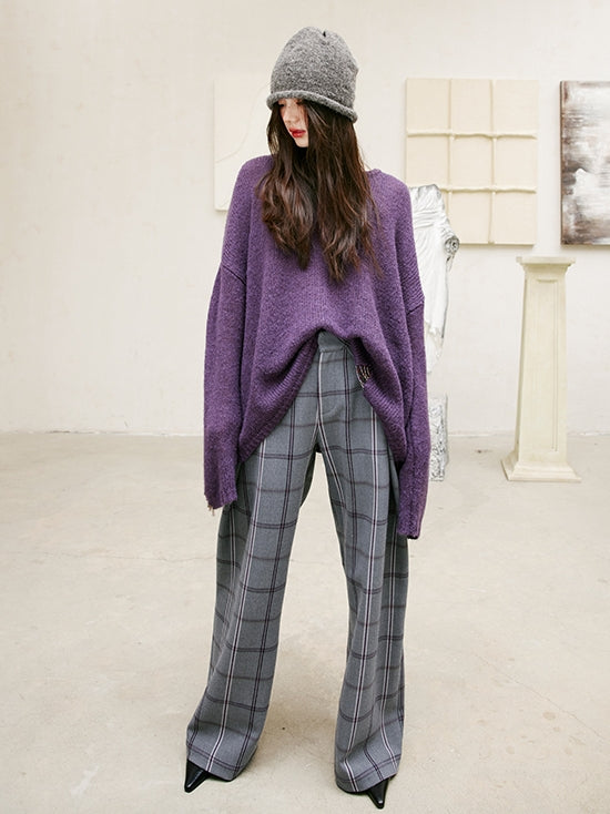 Relaxed Tucked Chequered Pants_BDHL6749