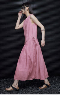 Ramie Relaxed Pink Dress_BDHL5909