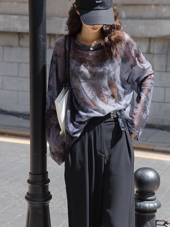 Thin Mesh Long-Sleeved Tops_BDHL7534