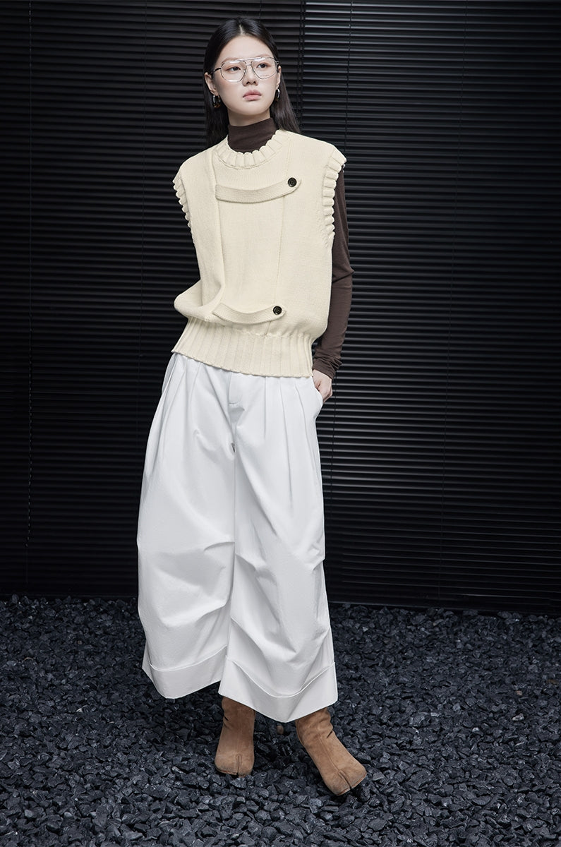 Button-Design Knitted Vest_BDHL7875