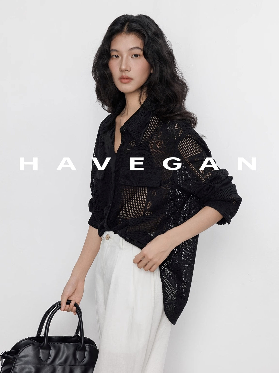 Hollow Lace Knitted Shirt Jacket_BDHL7367