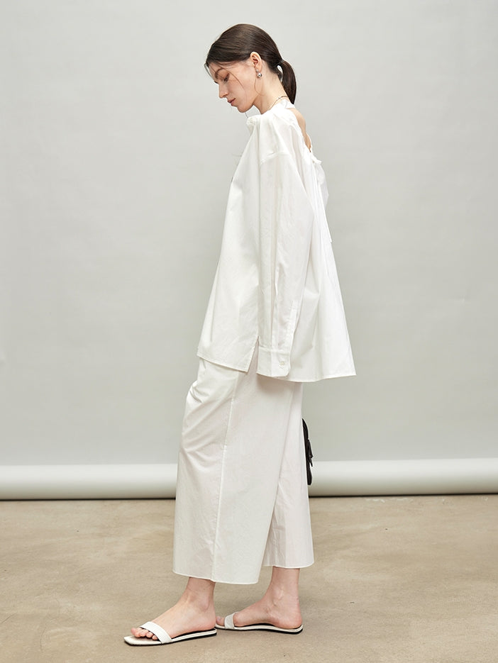 Back Drawstring Pleated Tops_BDHL7335