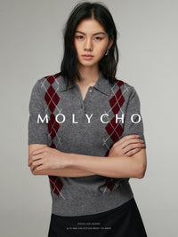 Polo Collar Argyle Knit_BDHL6885