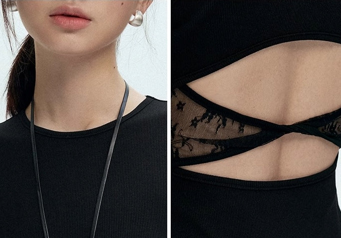 Lace Hem Lace Backless Tops_BDHL7425