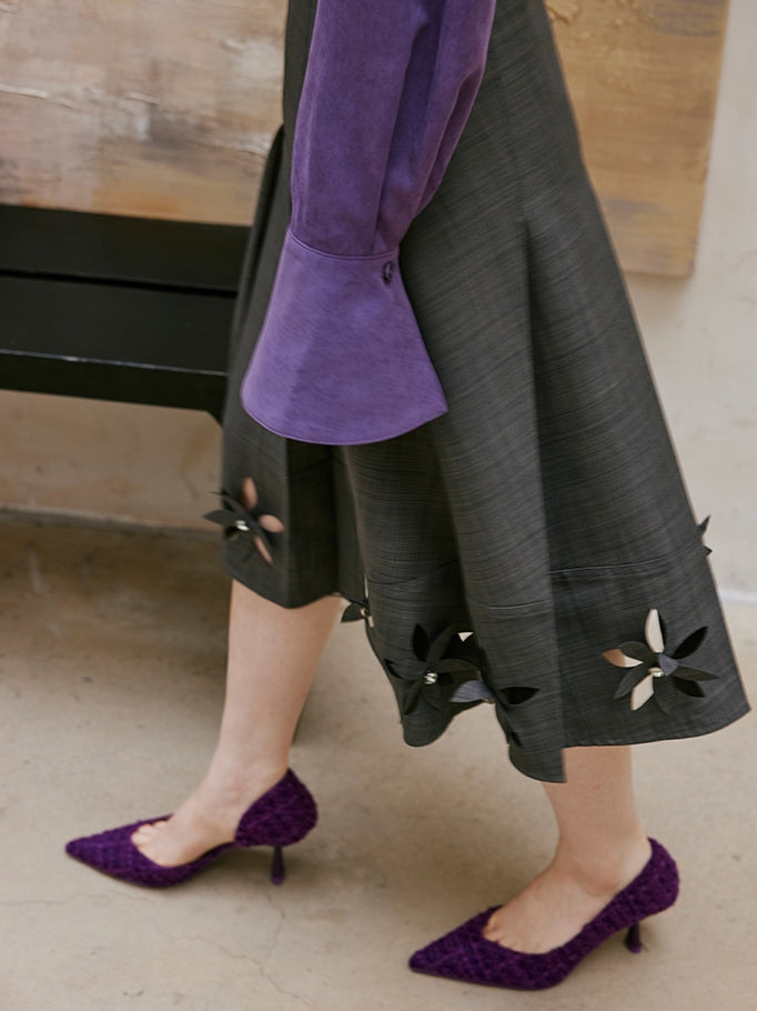 3D Hollow Pleated Skirt_BDHL6750