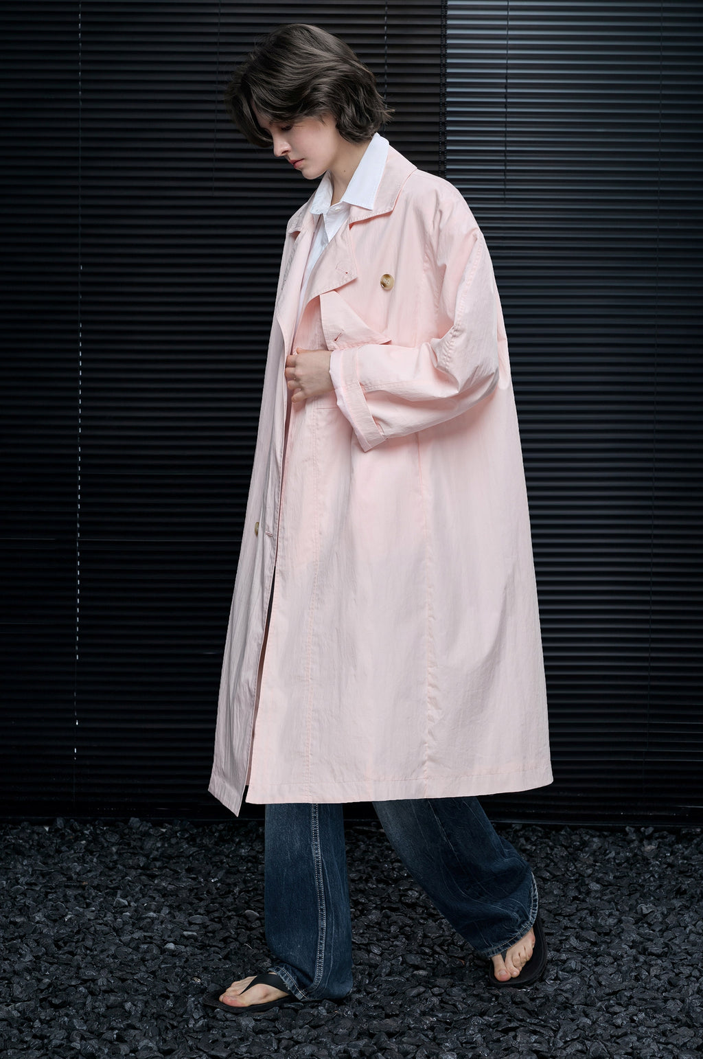 Pink Long Trench Coat_BDHL8175