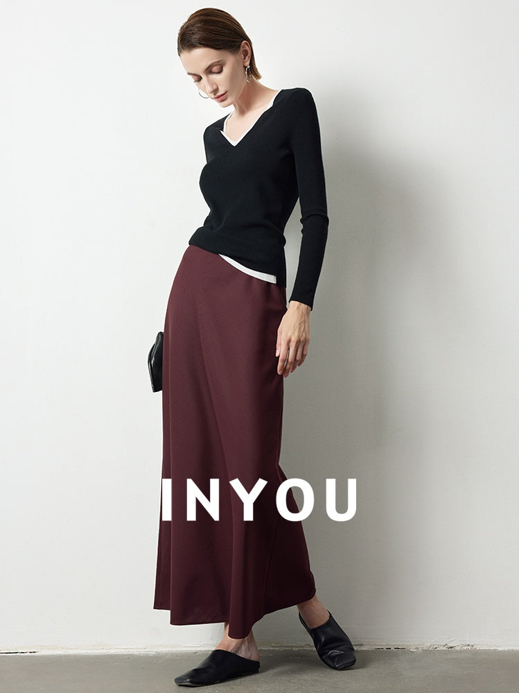 Tucked Straight Long Skirt_BDHL6387