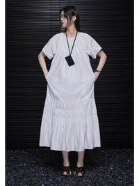 Oversized Shirring White Dress_BDHL5903