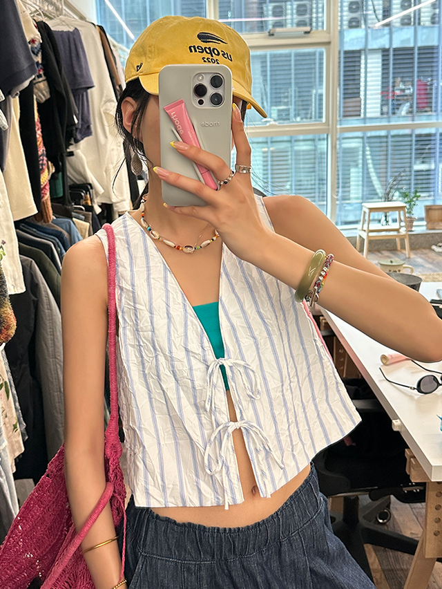 Crumpled Striped Vest_BDHL7249