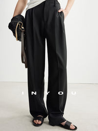 High Waist Tucked Straight Pants_BDHL6952