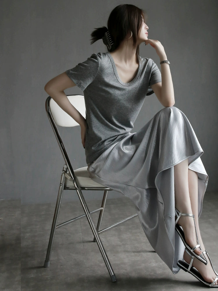 Tencel Wool U-Neck Cloud T-Shirt_BDHL7301