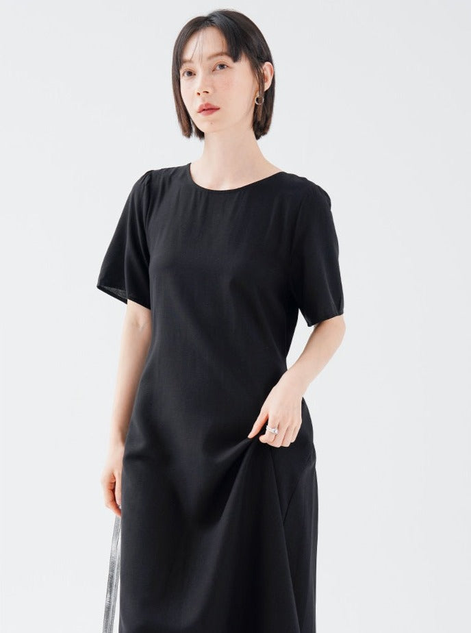 Round Neck Simple Dress_BDHL6227