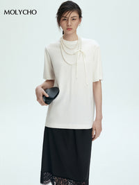 White T-shirt with Necklace Set_BDHL7434