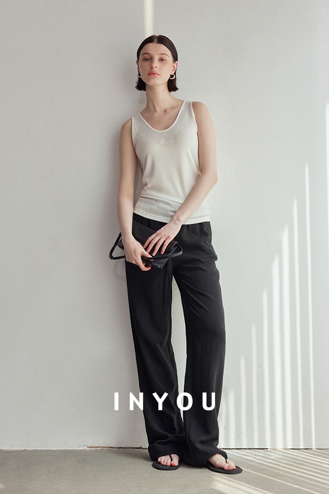 Draped Elastic Waist Wide Pants_BDHL6122