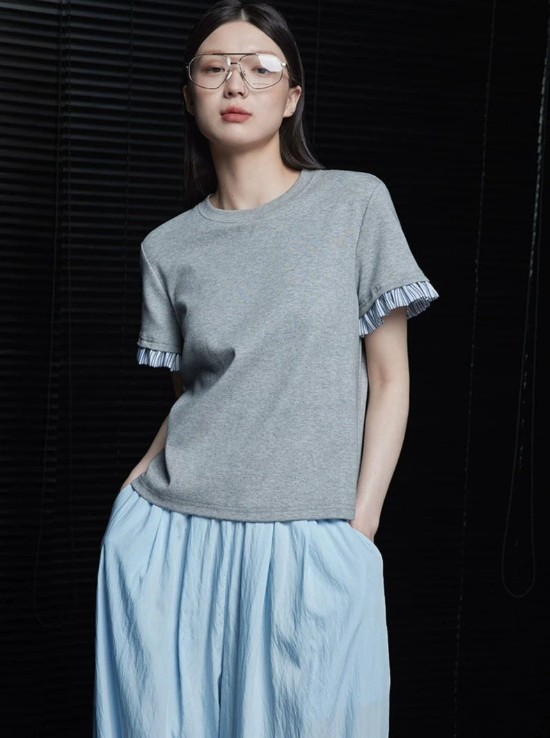 Gray Thin Short-Sleeved T-Shirt_BDHL6031