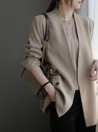 Collarless Slim Suit Jacket_BDHL7260
