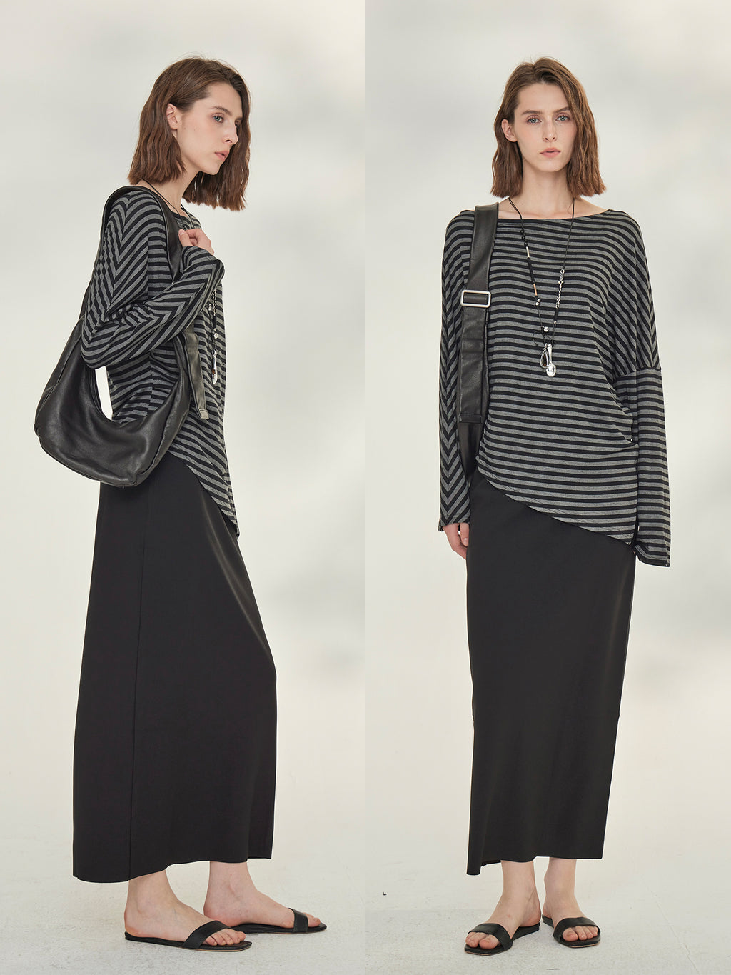 Striped Tops Or Stretch Slim Skirt_BDHL7739