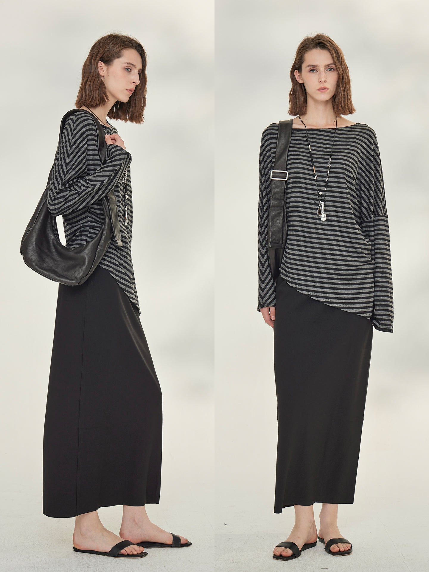 Striped Tops Or Stretch Slim Skirt_BDHL7739