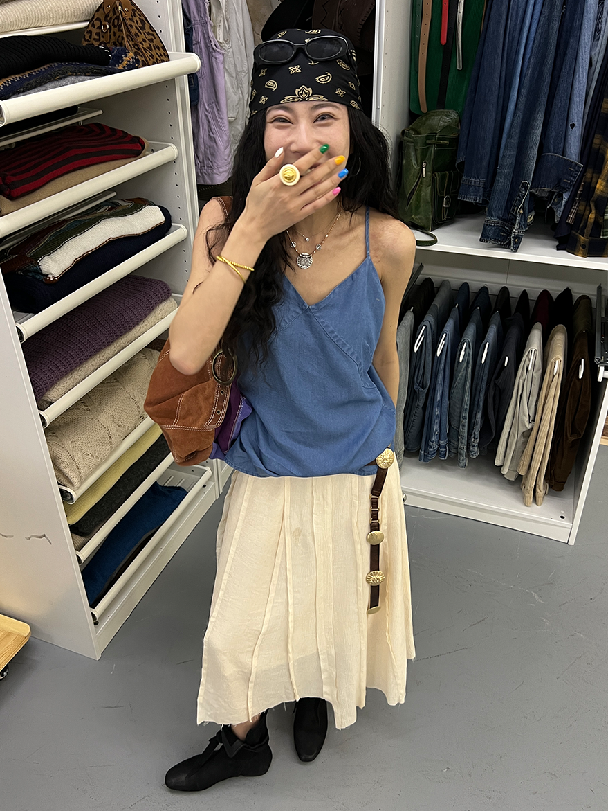 Splicing Draped A-Line Skirt_BDHL7542